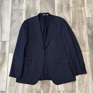 MJ BALE Mens Classic Suit Blazer Jacket 44R Navy Wool Bemberg Blend Drop 7 Fit